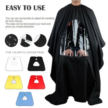 

Barber Hair Cutting Cape with Clear Viewing Window Apron Stylist Gown