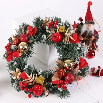 

Led Christmas With LED Light Front Door Party Christmas Wreath Spruce Wreath Festival Decoration Home Product Supplies