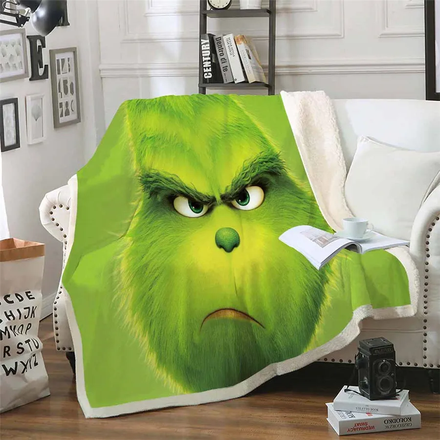 013 Одеяло с капюшоном, плюшевое покрывало, 3D, Grinch, палантин, Рождественский принт, шерпа, флис, микрофибра, пледы, одеяло, подарок, Прямая поставка - Цвет: 013