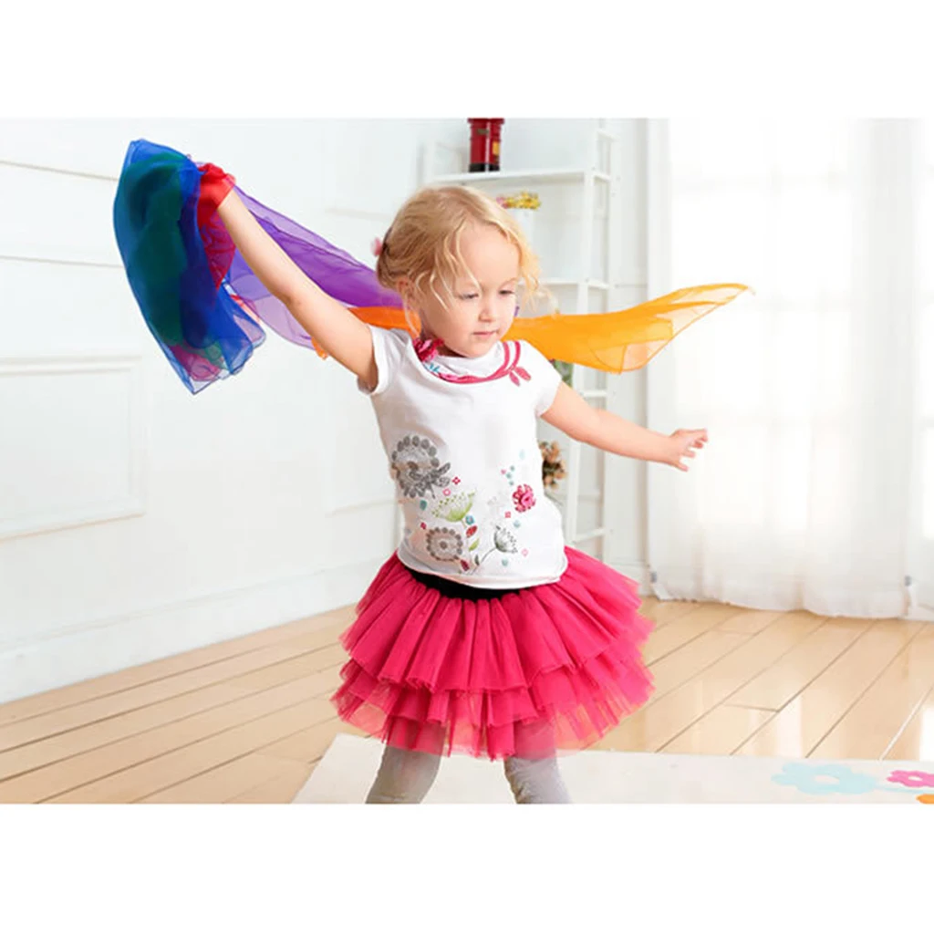 6Pcs Juggling Movement Scarves Square Dance Scarf Magic Props for Children and Women 25 x 26 Inches