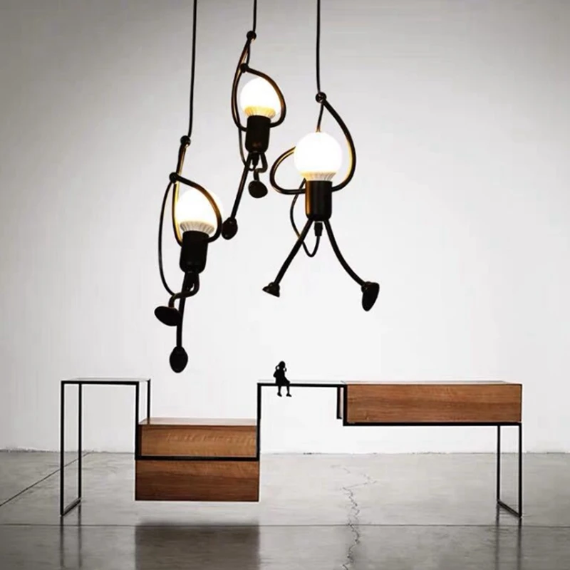

Simple Nordic Style Creative Personality Iron Villain Climb Up Loft Home Decoration Aisle Corridor Chandelier Lighting