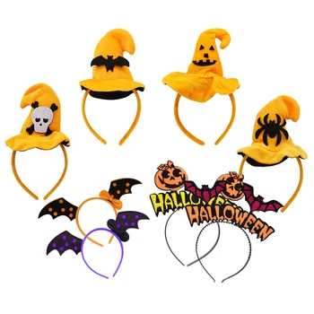 

Halloween Children Party Headdress Skeletons Bats Wings Pumpkin Spider Pumpkin Letter Headband Kids Headdress Up Decoration