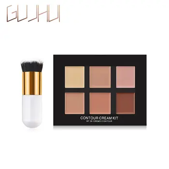 

6 Colors Makeup Contour Concealer Palette With Flat Makeup Brush Foundation Set