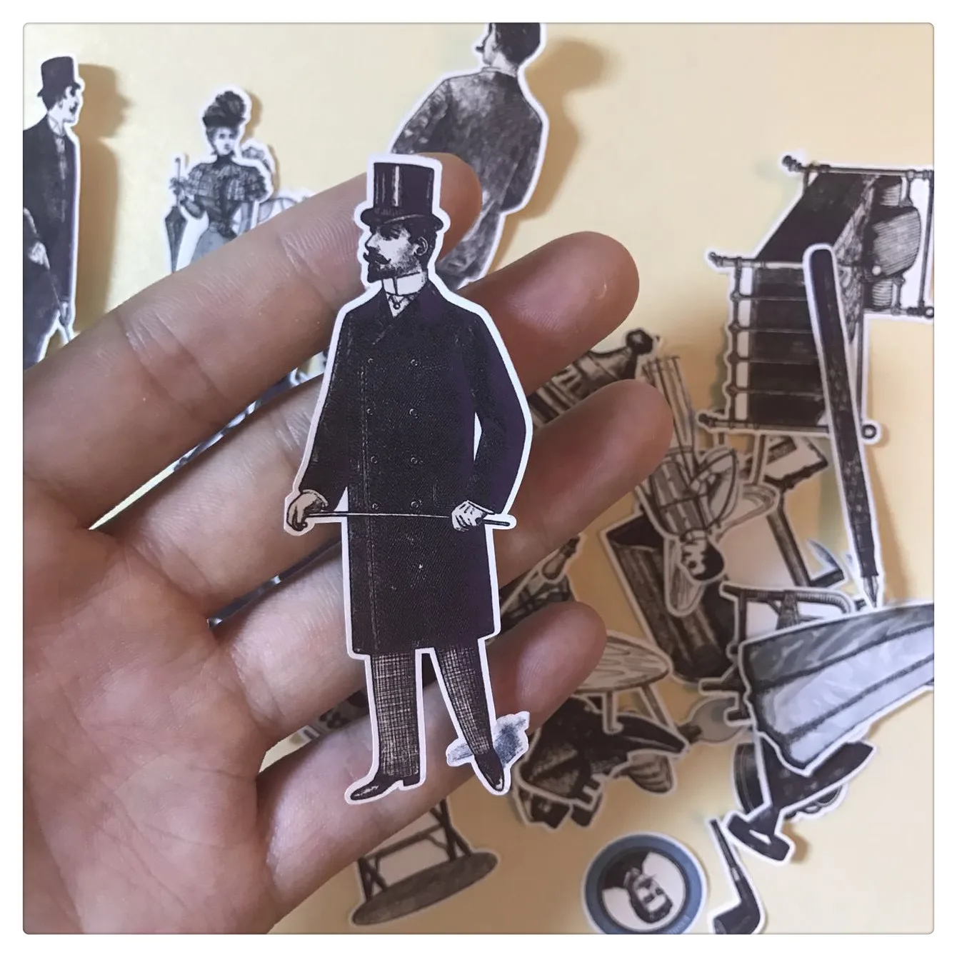 

50Pcs/Pack Vintage Black White People Furniture Sticker DIY Craft Scrapbooking Album Junk Journal Planner Decorative Stickers