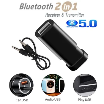 

Wireless Bluetooth 5.0 Audio Stereo Receiver & Transmitter 3.5mm Aux And Usb Retractable Bluetooth 2-in-1 Audio Receiver