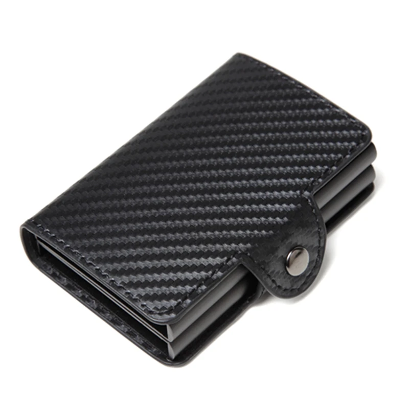 Лазерная гравировка мужская двойная алюминиевая ремка для телефона кожаный держатель кредитной карты RFID металлический кошелек автоматический всплывающий Противоугонный кошелек ID