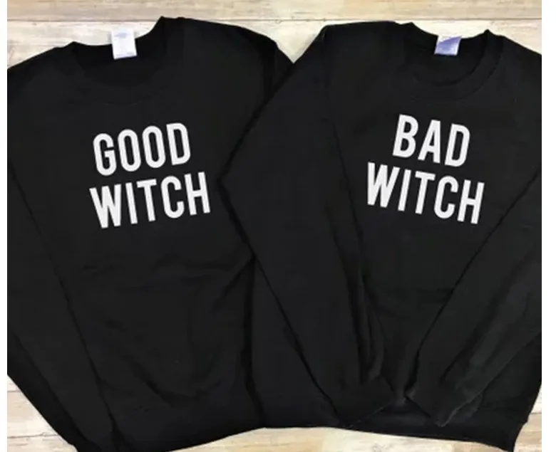 Толстовки для пар Bad Witch /good худи влюбленных женские весна-осень свитшот в