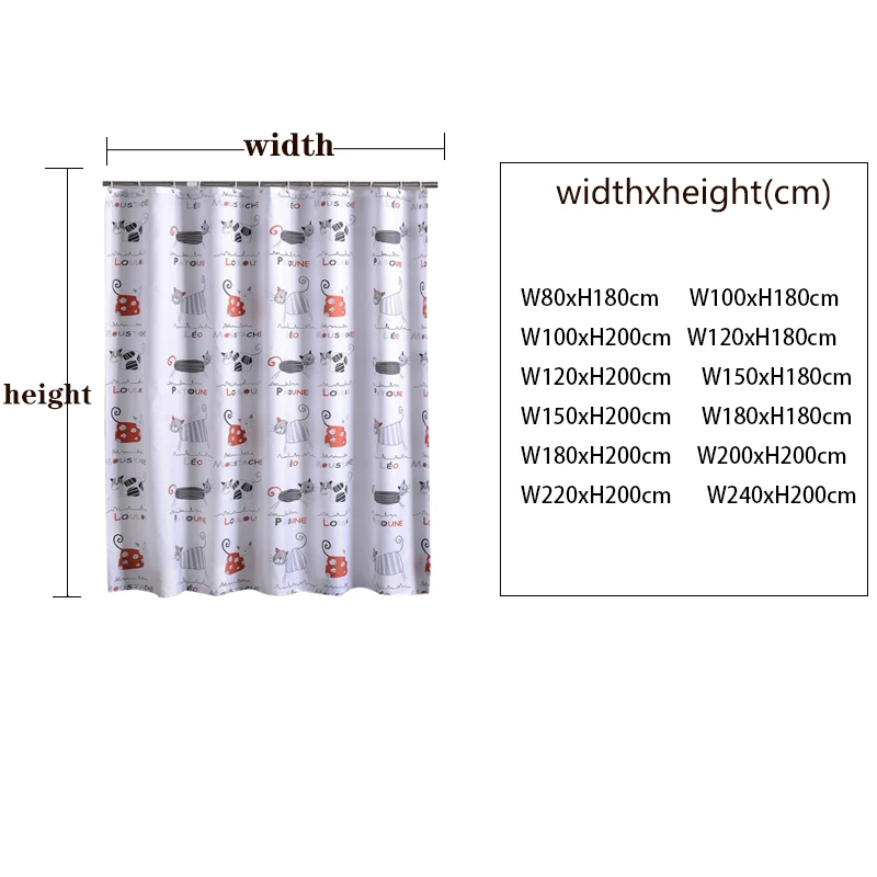 YOMDID Cartoon Bath Curtain Cute Cat Pattern Shower Curtains Bathroom Waterproof Thickened Polyester Cloth 12 Pcs Hooks shower curtains