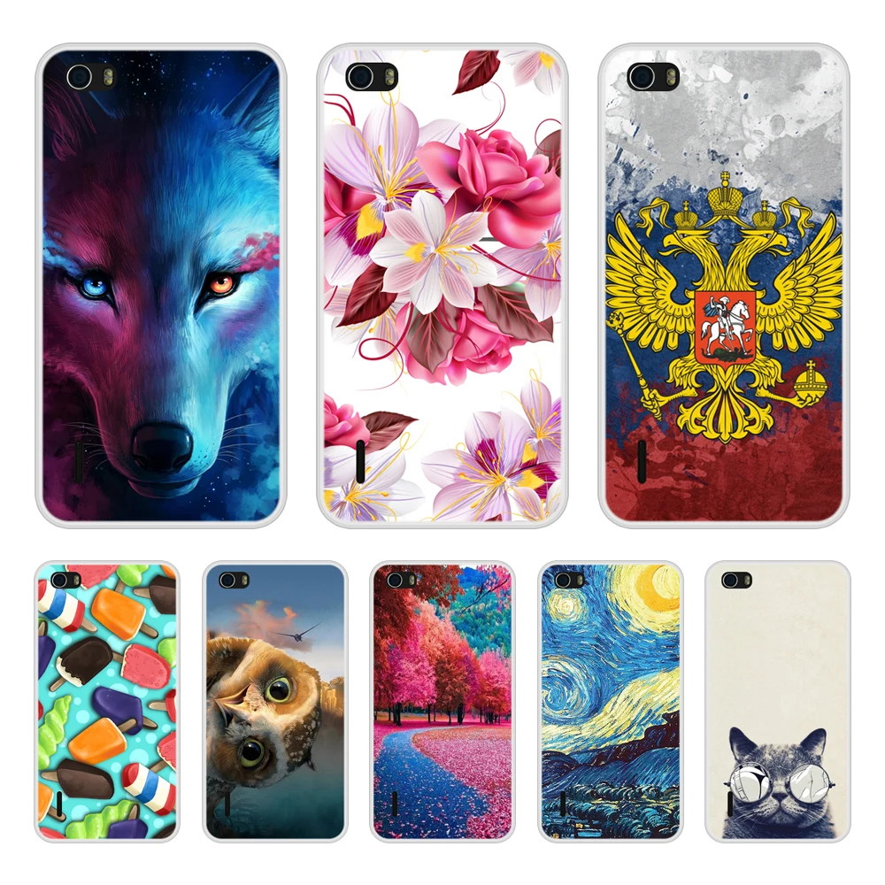 Чехол для huawei Honor 6 мягкий силиконовый термополиуретановый чехол с крутым