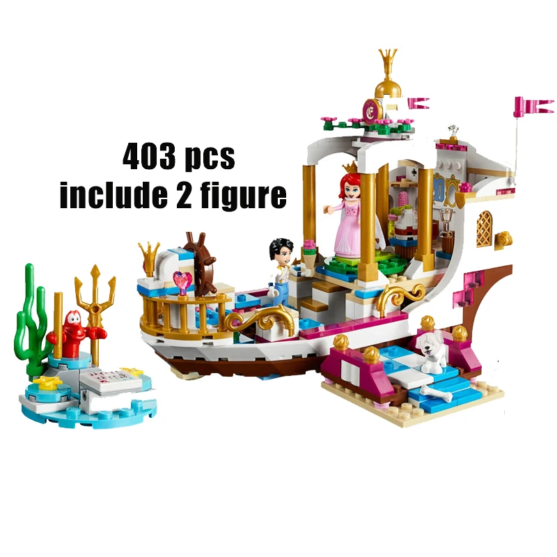 

New Disney Arielthe Royal Celebration Ship Classic Movie Architectural Model Building Blocks Toy Birthday Gifts for Children