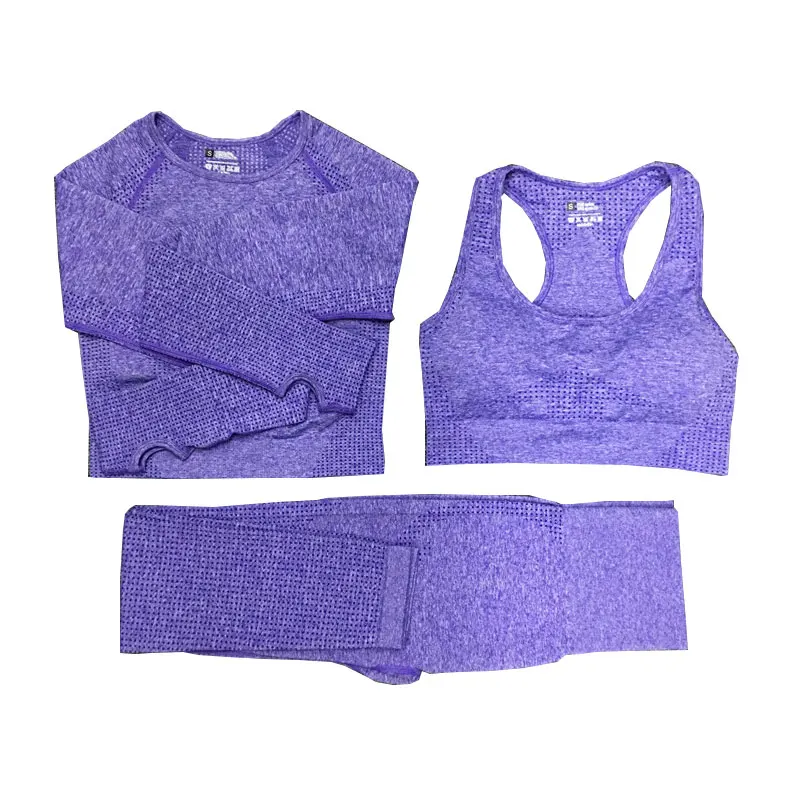 2/3/5PCS Women Sportswear Yoga Set Gym Clothing Tracksuit Long Sleeve Crop Top High Waist Seamless Leggings Fitness Sports Suits