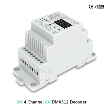 

D4(CV )/DL( 0-10V) 4CH DMX512 decode;D4 RGB/RGBW Controller Din rail mounted 4 Channel led Dimming Controller