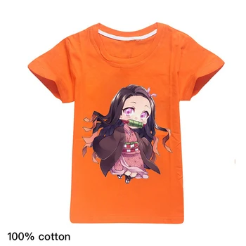 

Summer Tops Japanese Anime Demon Slayer T Shirt Kids Cartoon Tshirts 100% Cotton Girls Cute Children Clothes Camisetas Mujer