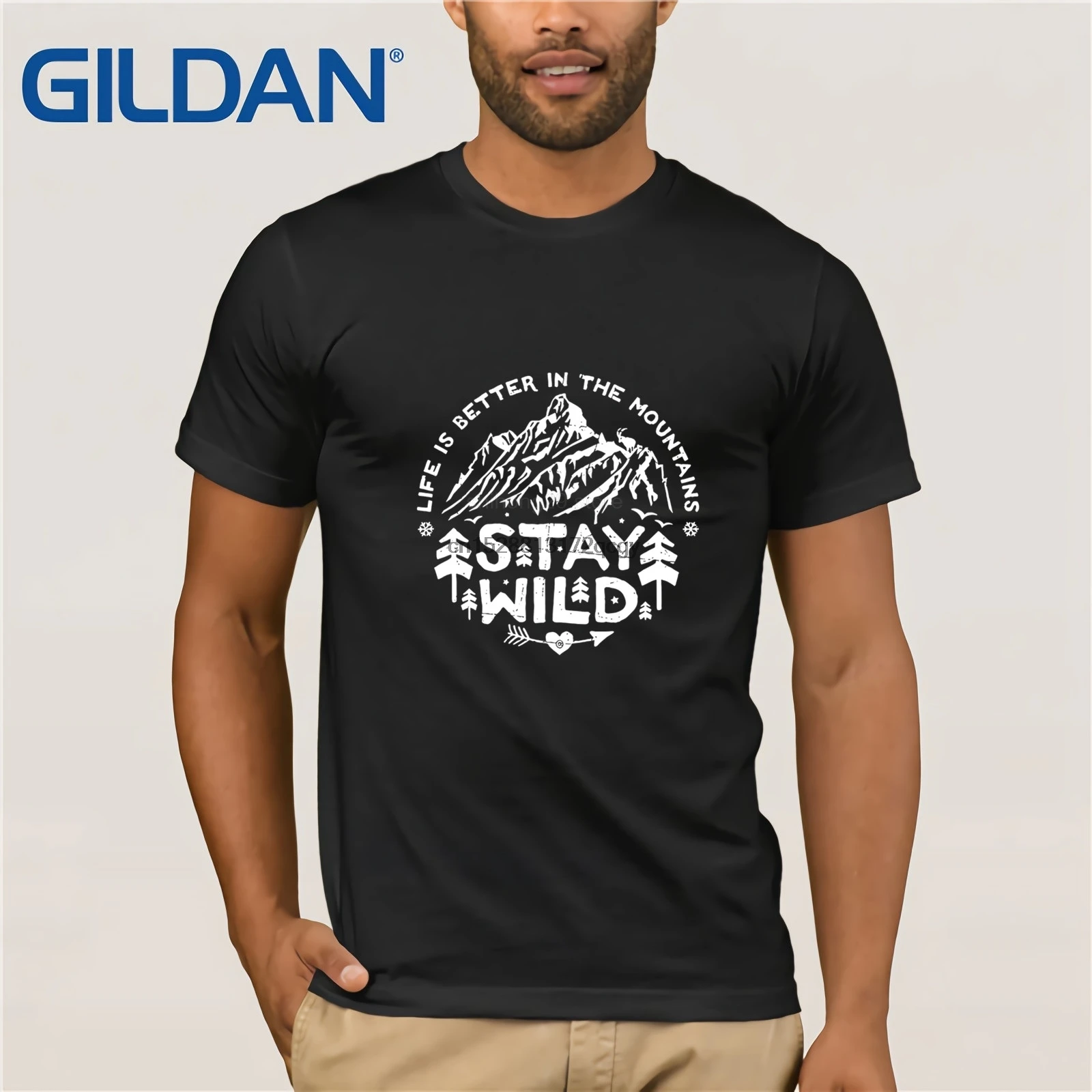 Мужская футболка с коротким рукавом Camiseta Повседневная изображением гор