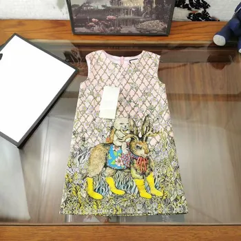 

2020 Fashion Animal Printed Girls Dress Sleeveless girls Clothing outwear