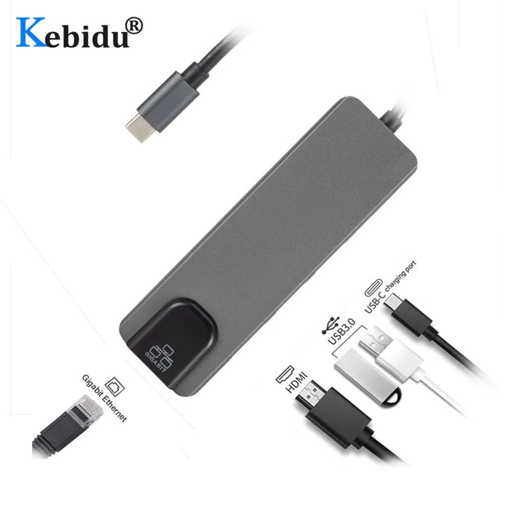 USB C концентратор к USB3.0 HDMI 4K RJ45 Gigabit Ethernet PD3.0 зарядный адаптер док станция Тип c конвертер 5 в 1|USB-хабы| |