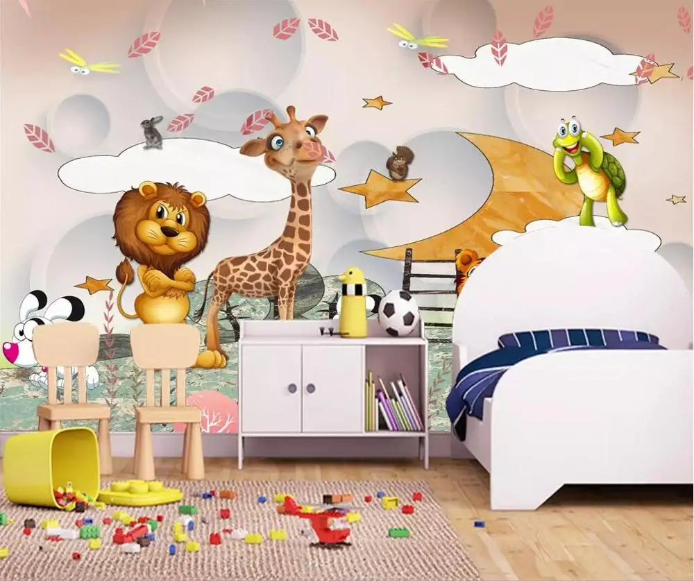 

Dropship Custom 3D Photo Wallpaper Animal Park Animal Mobilization 3d Cartoon Children's Room Decorative Mural Wallpape