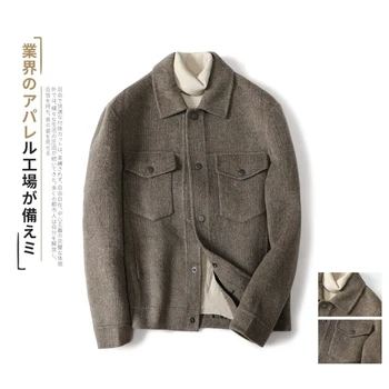 

2019 Autumn And Winter New Japanese Retro Men's Double-sided Cashmere Woolen Coat Fashion Casual Solid Color Short Coat Jacket