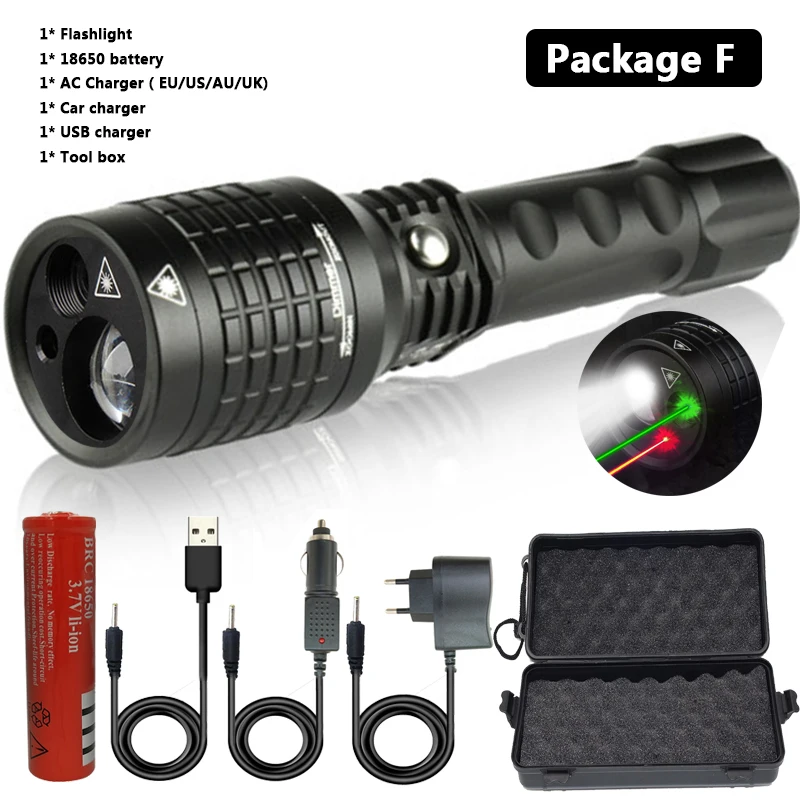 Package F Litwod Z3008-3, новинка, светильник-вспышка, красный, зеленый, лазерный фонарик, указка, светильник, тактический, охотничий, регулируемый, многофункциональный светильник-вспышка - Испускаемый цвет: Package F