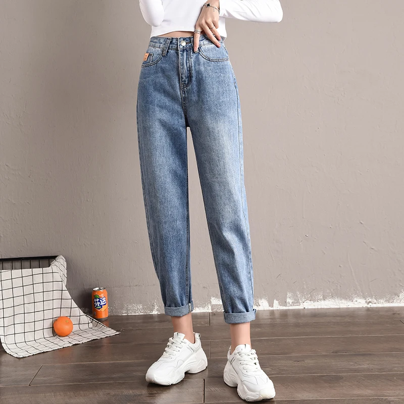 

Jean Woman Mom Jeans Pants Boyfriend Style for Women High Waist Push Up Ladies Jeans Large Size