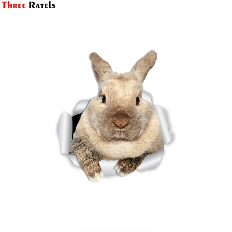 Три Ratels FTC 1052 Rascally кролик стены DecalsBunny Туалет Стикеры 3D кошка оконное стекло и