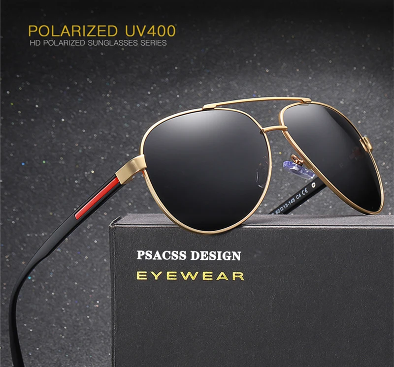 Psacss, классические поляризационные солнцезащитные очки пилота, мужские, сплав+ TR90, оправа, солнцезащитные очки для мужчин, для вождения, рыбалки, lentes de sol hombre, UV400