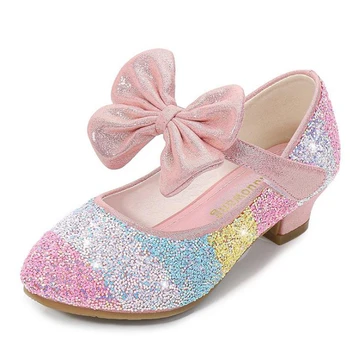 

Girls' leather shoes princess shoes 2020 spring children's shoes round head soft sole single shoes big children's high heels Pri