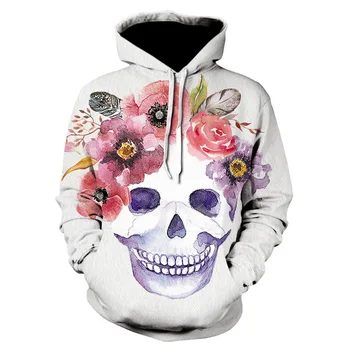 

2019 Men Hoodies Casual Scary Mens 3D Printed Skeleton Pullover Long Sleeve Hooded Sweatshirt Tops Blouse Skull Ghost Sport