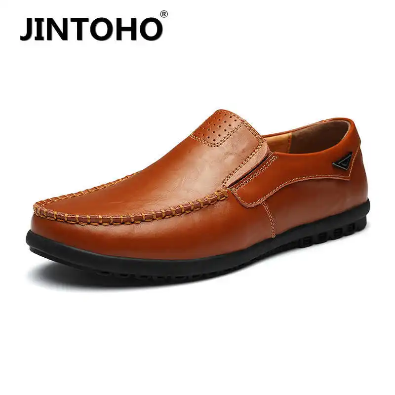 JINTOHO 2020 Casual Men's Shoes Genuine Leather Luxury Breathable Moccasins Loafers High-Quality Comfortable Soft Driving Shoes