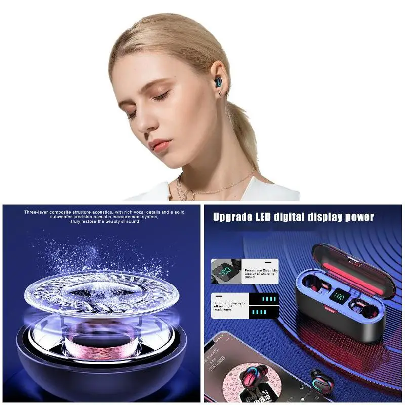 Bluetooth 5,0 наушники беспроводной светодиодный водонепроницаемый стерео портативный для спорта GDeals