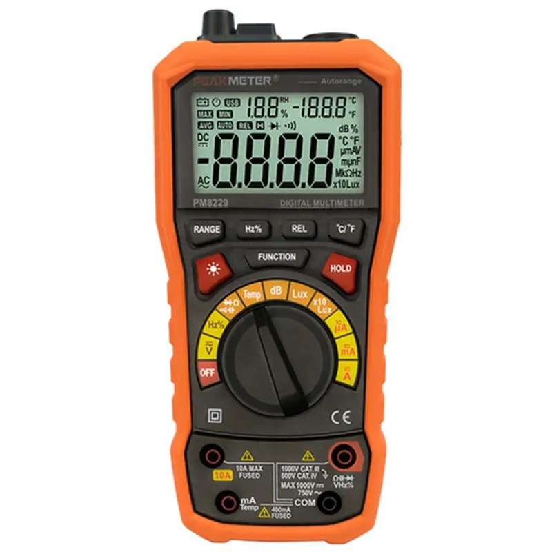 

EASY-PEAKMETER PM8229 5 in 1 Auto Digital Multimeter With Multi-function Lux Sound Level Frequency Temperature Humidity Tester M