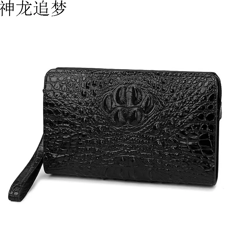 

Crocodile pattern men's password with lock wallet genuine leather male wallet men clutches bag men's handbags business wallet