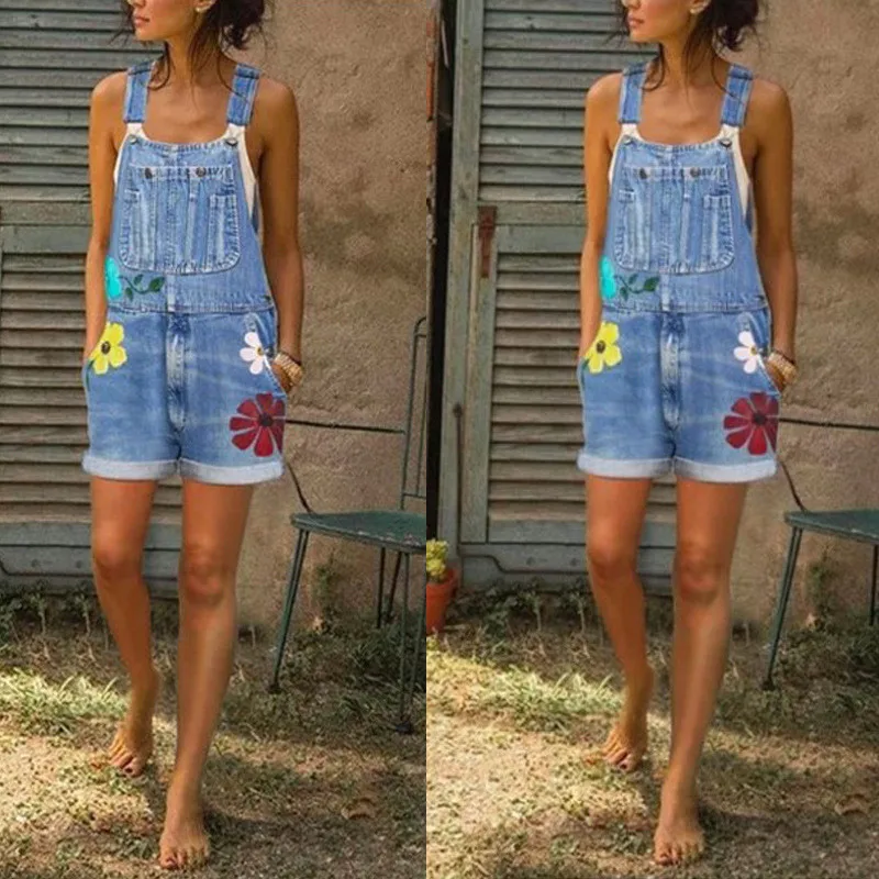 Denim Maternity Shorts Bib Pant Suspender Trouser Summer Female Women Jeans One Piece Romper Overalls Strap Jumpsuit Streetwear