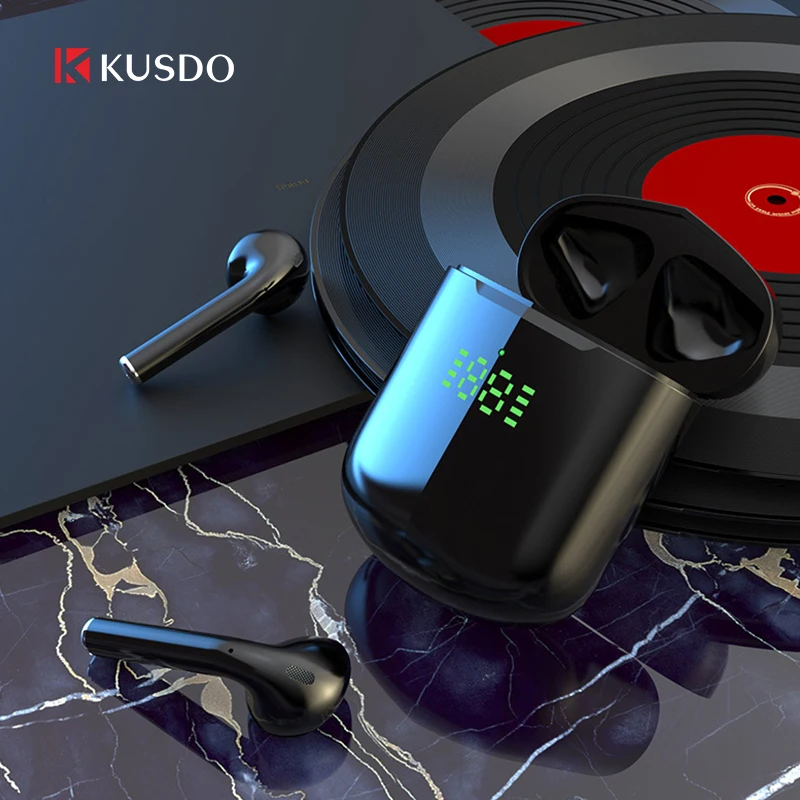 Беспроводные наушники KUSDO TWS со светодиодной подсветкой Hi Fi стерео Bluetooth