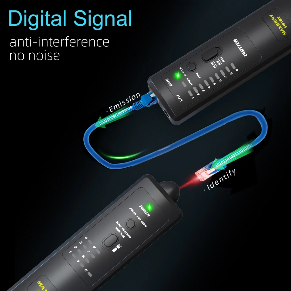 MAXRIENY Network Cable Tracker FWT8X Wire Toner RJ45 RJ11 Ethernet LAN Tracer Analyzer Detector Line Finder Tester