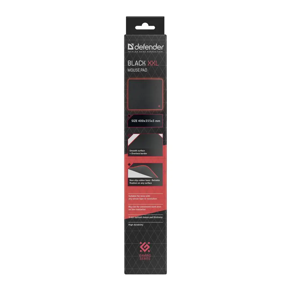 Коврик для компьютерной мыши Defender Black XXL 400x355x3 мм, ткань+резина