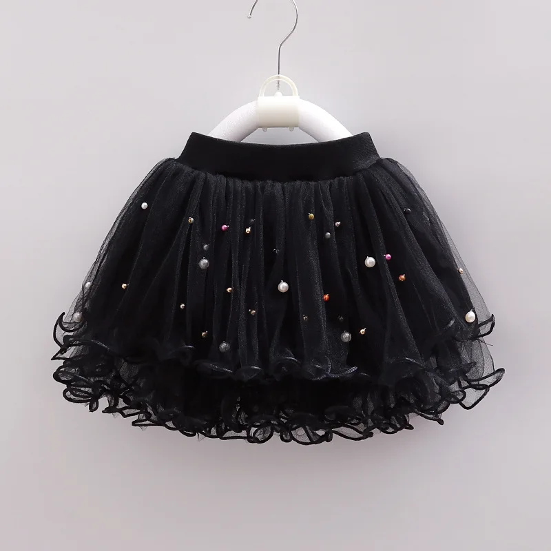 

2020 Summer girls Short Skirt Screen Lace chiffon Hand-nailed Pearl Children's Skirt Fashion Party baby toddler kids clothes