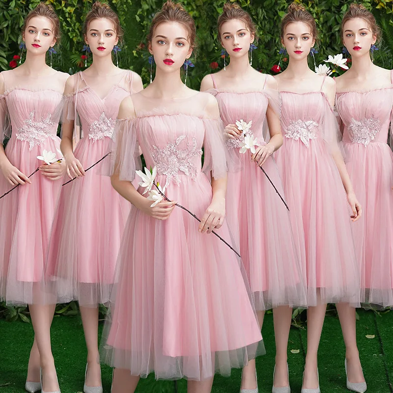 

KAUNISSINA Burgundy Bridesmaid Dresses Middle Length Tulle Gown for Wedding Party Robe Women Wedding Guest Dress