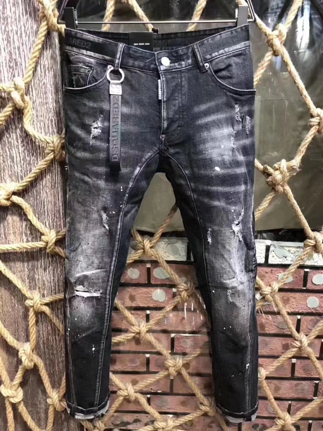 2021 Fashion Tide Brand Dsquared2 High-end Washed Hole Printed Men's Jeans *A216 | Мужская одежда