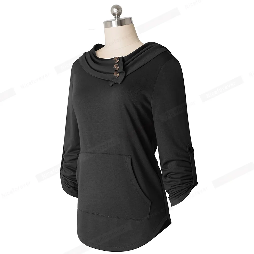 Nice-Forever Winter Women Solid Black Color with