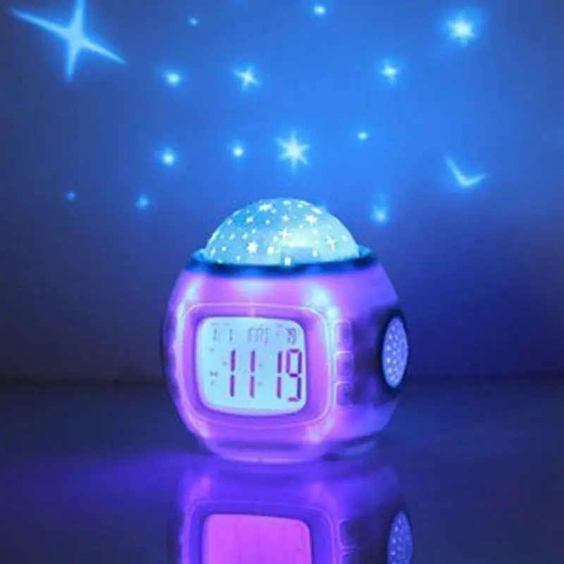 SOLEDI 10cm Romantic Star Sky Light Night LED Digital Alarm Clock Creative Star Sky Alarm Clock Children Gift Temperature Time