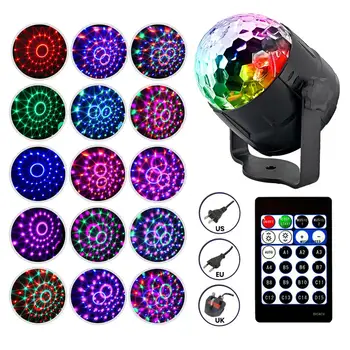 

Sound Activated Rotating Disco Ball DJ Party Lights 4W RGB LED Stage Lights For Christmas Wedding sound party lights with Remote