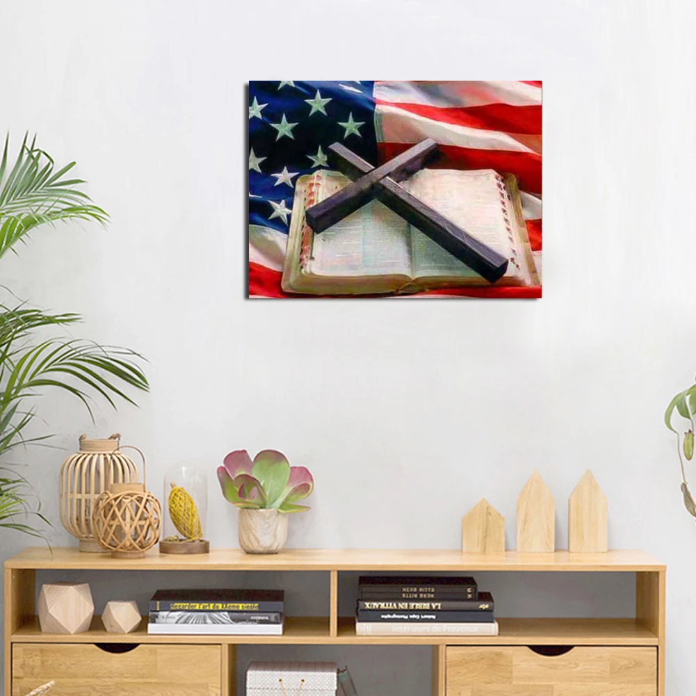 DIY Полный Набор алмазной вышивки крестиком для дома гостиной Настенный декор картины подарок Орел и американский флаг 40*30 см