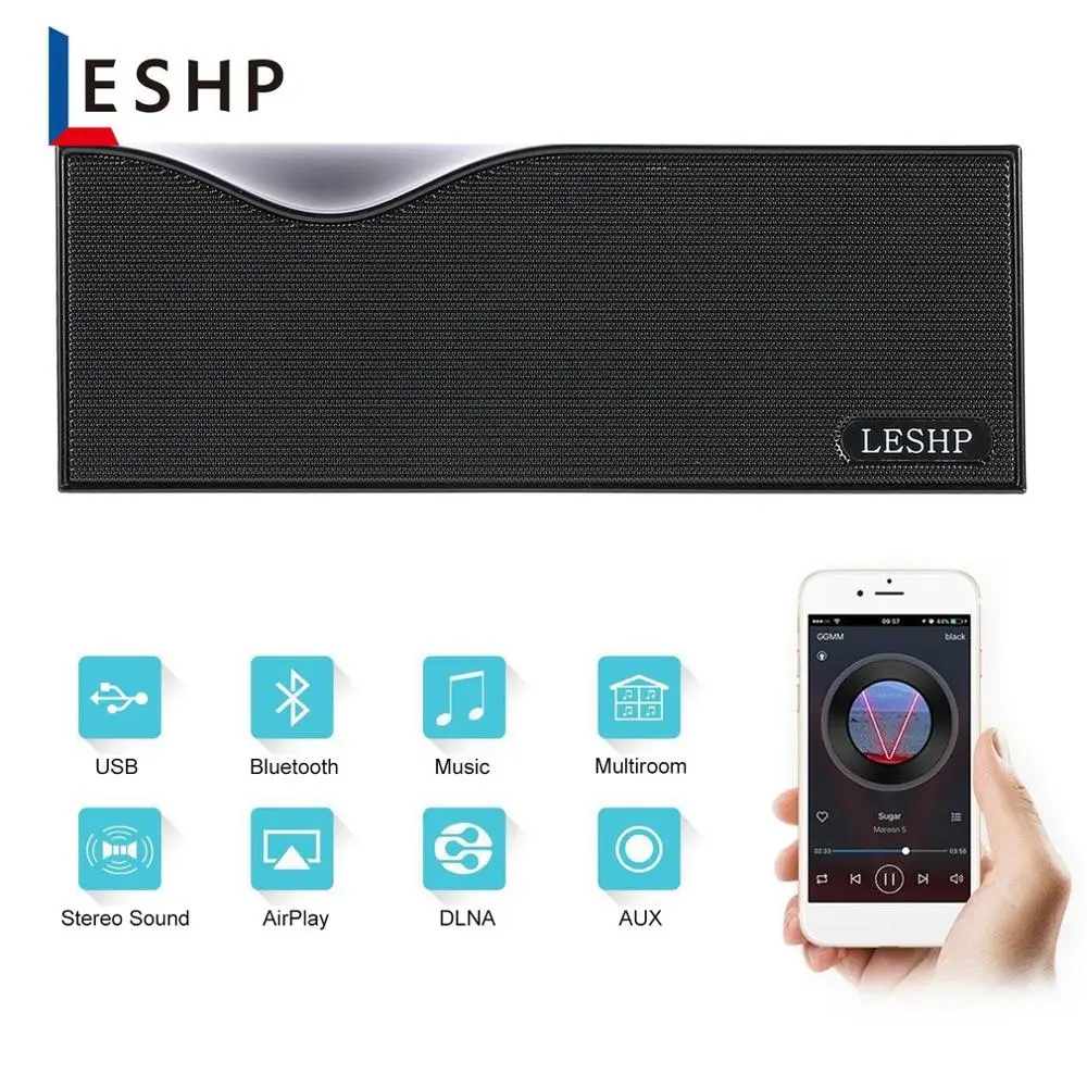 LESHP bluetooth динамик будильник динамик светодиодный дисплей съемный литиевый аккумулятор Беспроводная портативная Поддержка различных музыкальных форматов
