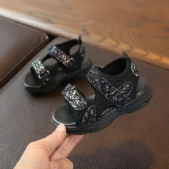 

girls sandals 2020 Summer Sequins princess Kids Sports Shoes Star Bling Sequins Open Toe Children Beach Sandals