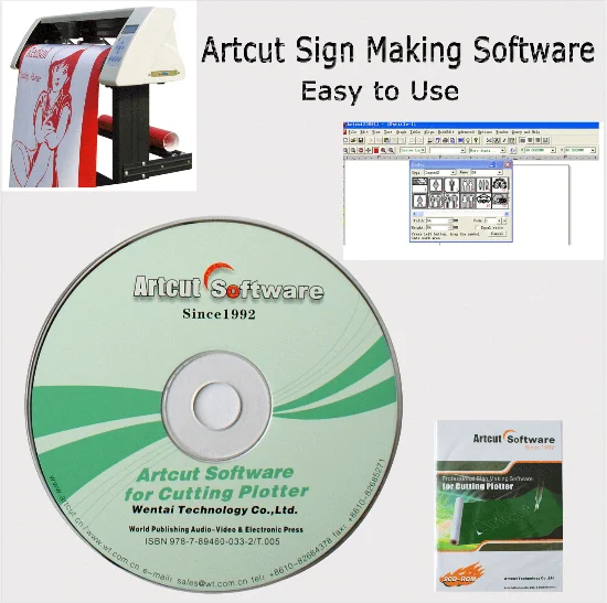 ARTCUT 2009 Software 9 Languages For Vinyl Cutting Cutter Plotter 2x CD 
