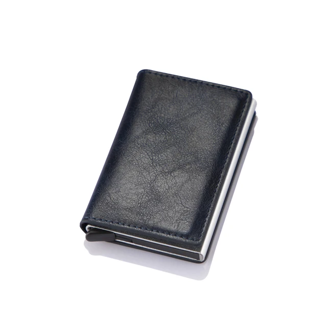 Women smart wallet Credit Bank card holder fashion purse Aluminum alloy Business Casual Mini wallet Brand PU Purse 4