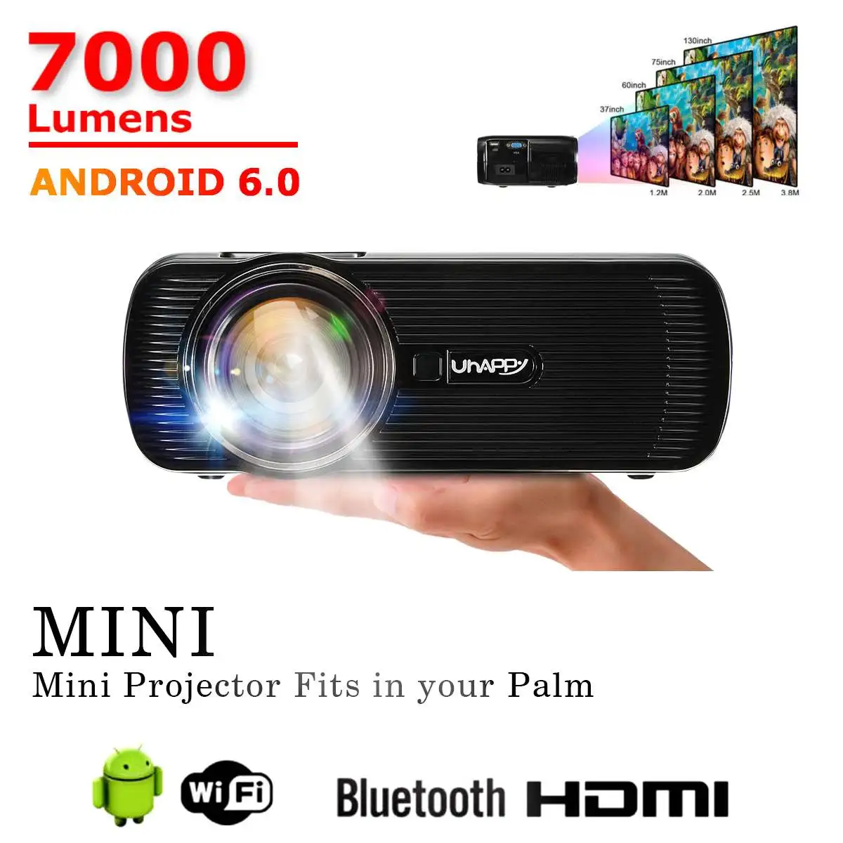 7000 люмен мини-проектор c WiFi HD 1080P Android домашний кинотеатр беспроводной 3D HDMI