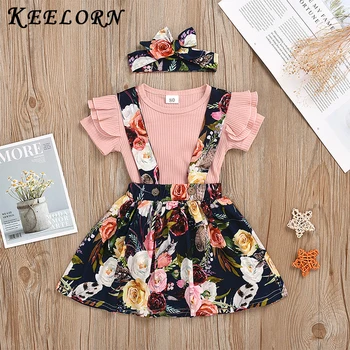 

Keelorn Children Sets Baby Girls Clothes Pink Tops With Dress Ruffles Short Dress Clothes Set Casual Cotton Kids Clothes Girls