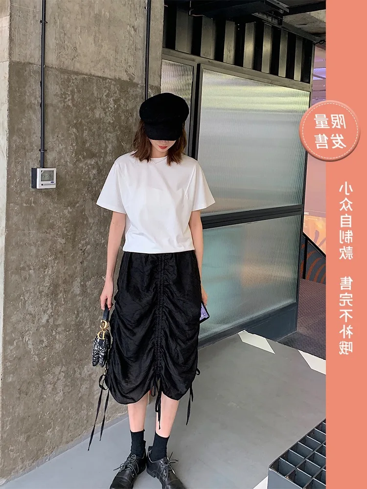 

Four Fairy Lanyard Skirt Summer 2019 New Style Loose-Fit Slimming Irregular Shirred Short Skirt